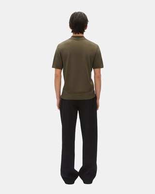 Polo en maille col zippé kaki