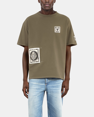 T-shirt avec patchs kaki
