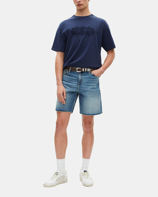 T-shirt avec broderie logo bleu marine