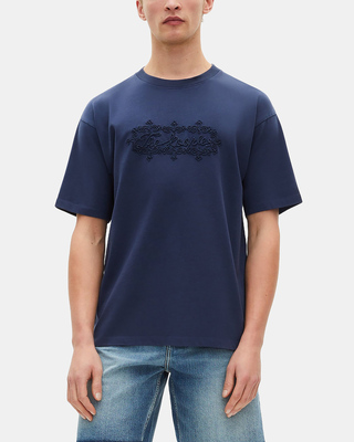T-shirt avec broderie logo bleu marine
