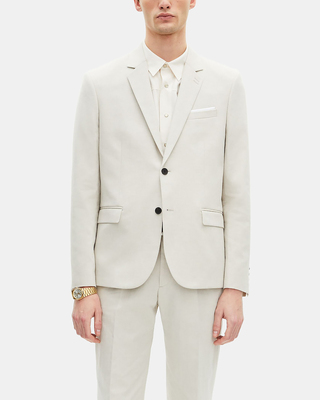 Veste de costume en coton & lin écrue