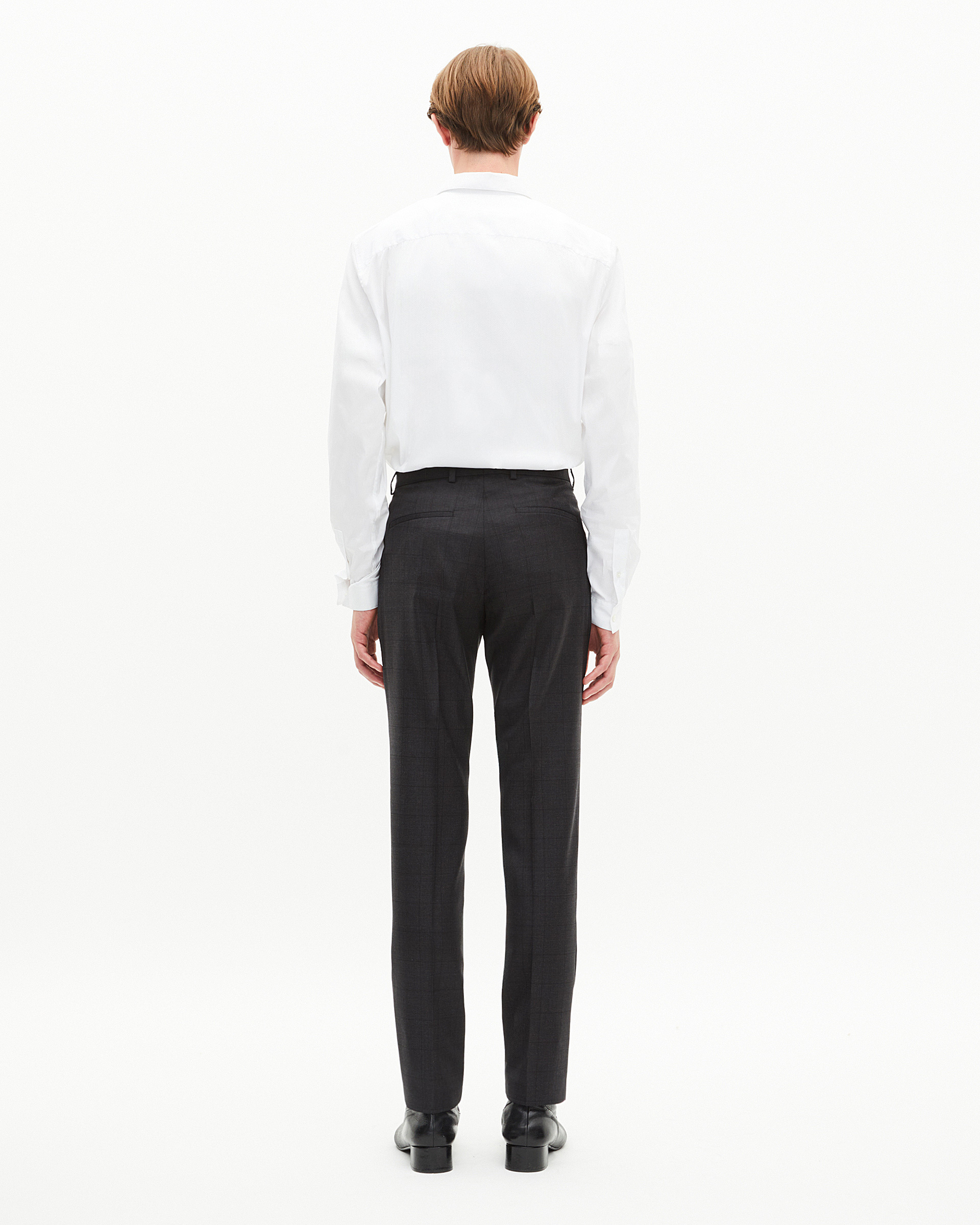 Pantalon de costume ajusté à carreaux en laine noir