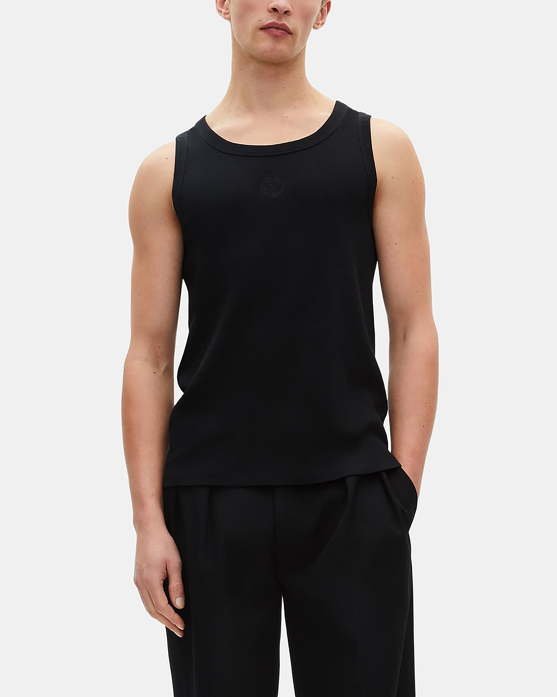 Débardeur avec broderie blason noir