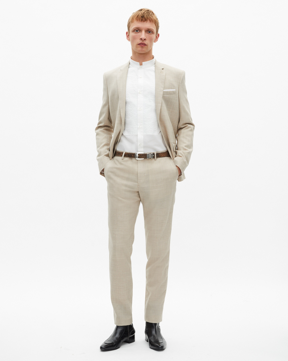 Veste de costume en laine coupe ajustée beige