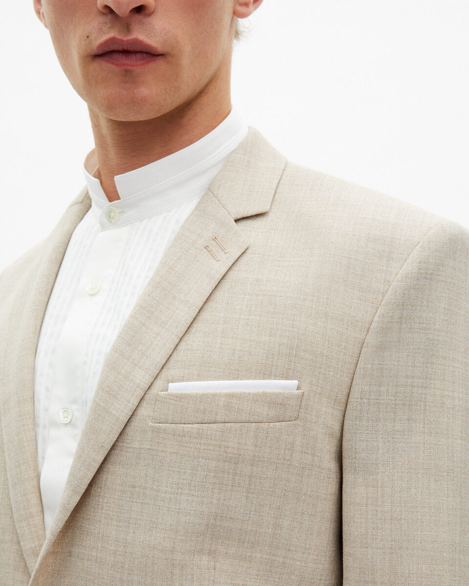 Veste de costume en laine coupe ajustée beige