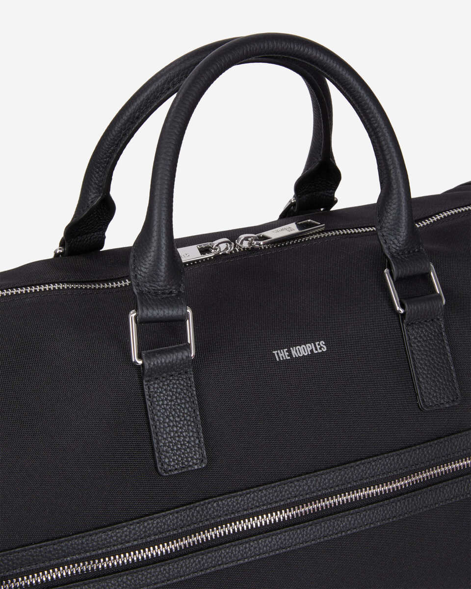 Sac weekend en cuir et toile noir