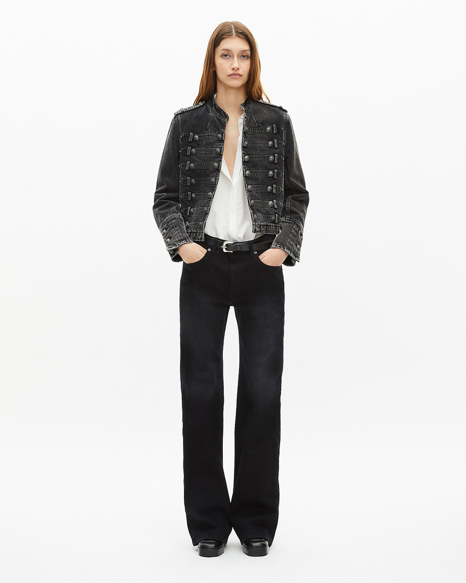Veste style officier en denim grise
