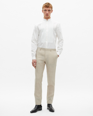 Pantalon de costume en laine coupe ajustée beige