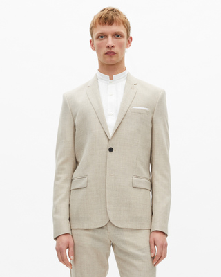 Veste de costume en laine coupe ajustée beige