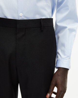 Pantalon de costume en laine ajusté noir