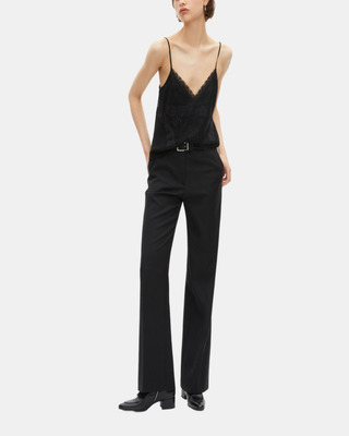 Pantalon tailleur en laine coupe droite noir 