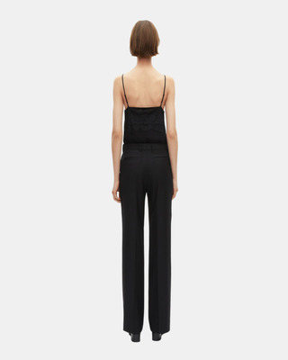 Pantalon tailleur en laine coupe droite noir 