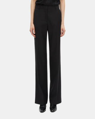 Pantalon tailleur en laine coupe droite noir 