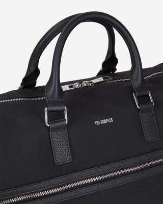 Sac weekend en cuir et toile noir