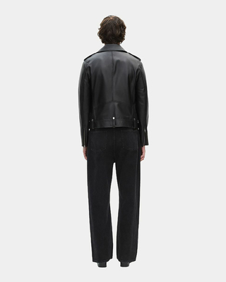 Blouson biker en cuir noir