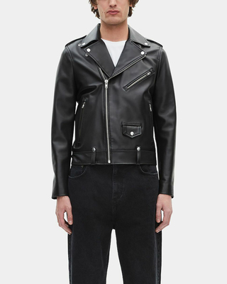 Blouson biker en cuir noir