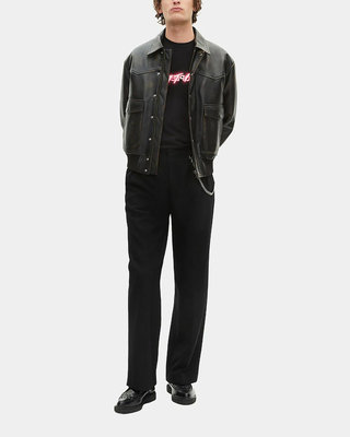 Pantalon en laine coupe large noir