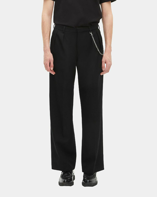 Pantalon en laine coupe large noir