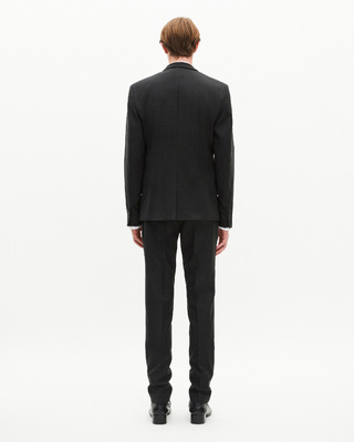 Veste de costume &agrave; carreaux en laine noir