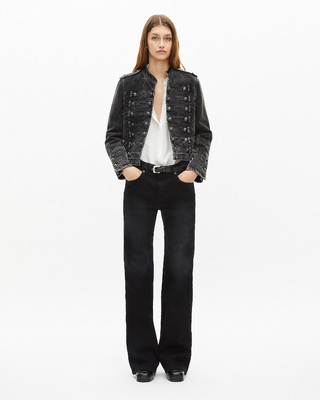 Veste style officier en denim grise