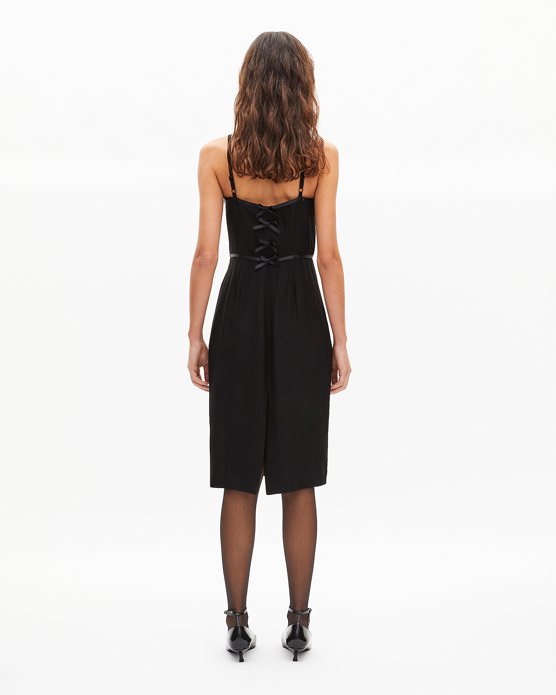 Robe courte avec détails de nœuds noire