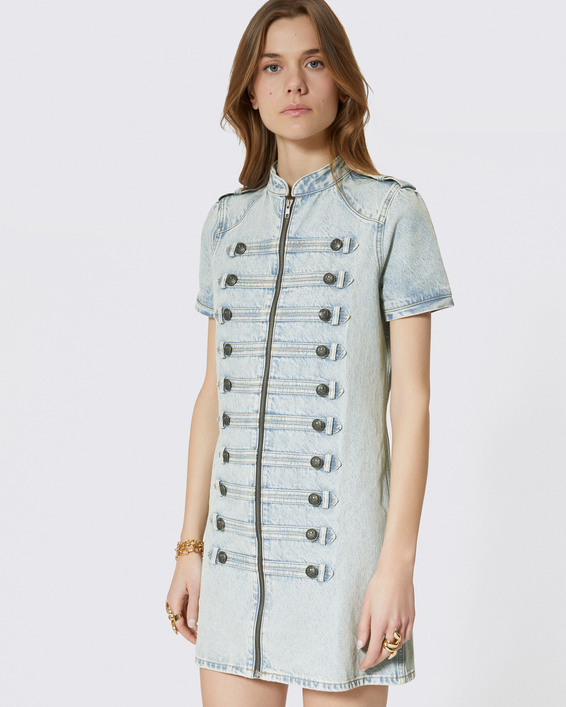 Robe courte en denim bleue