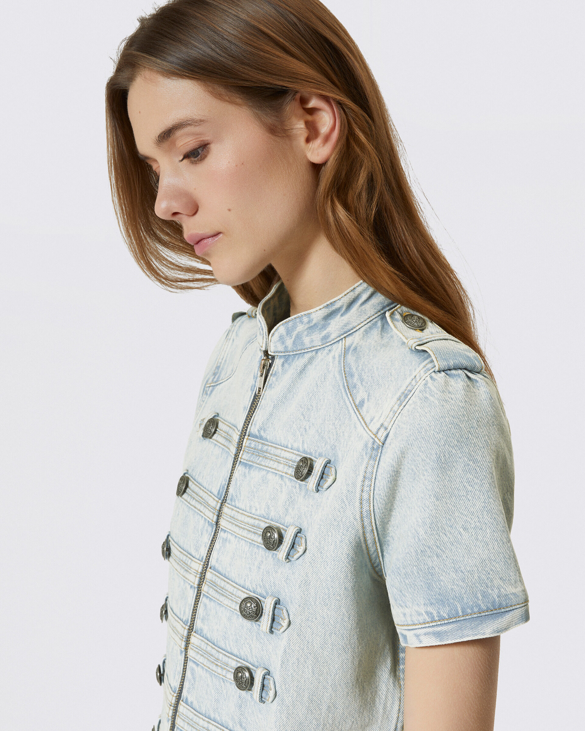 Robe courte en denim bleue