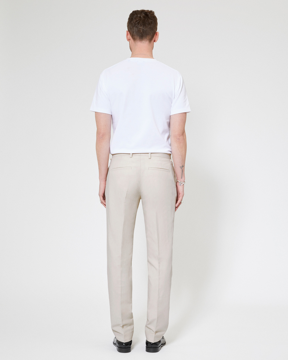 Pantalon de costume en coton lin beige