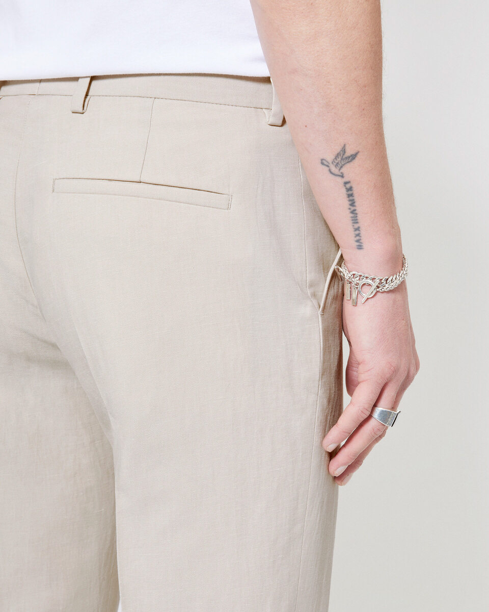 Pantalon de costume en coton lin beige
