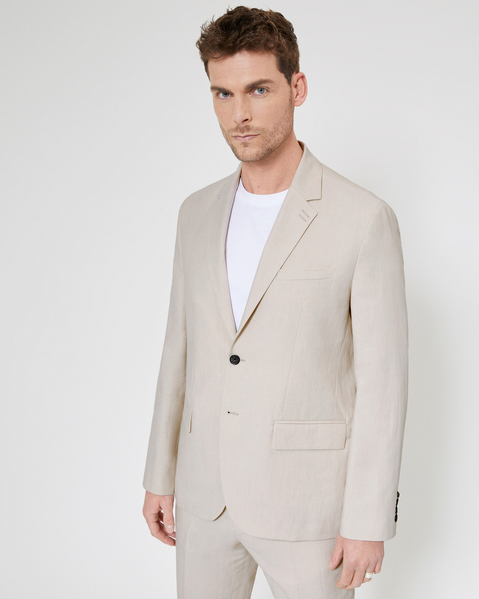 Veste de costume en coton lin beige