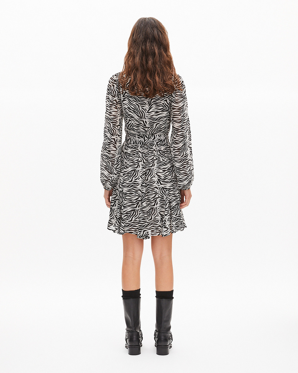 Robe courte portefeuille imprim&eacute;e z&egrave;bre