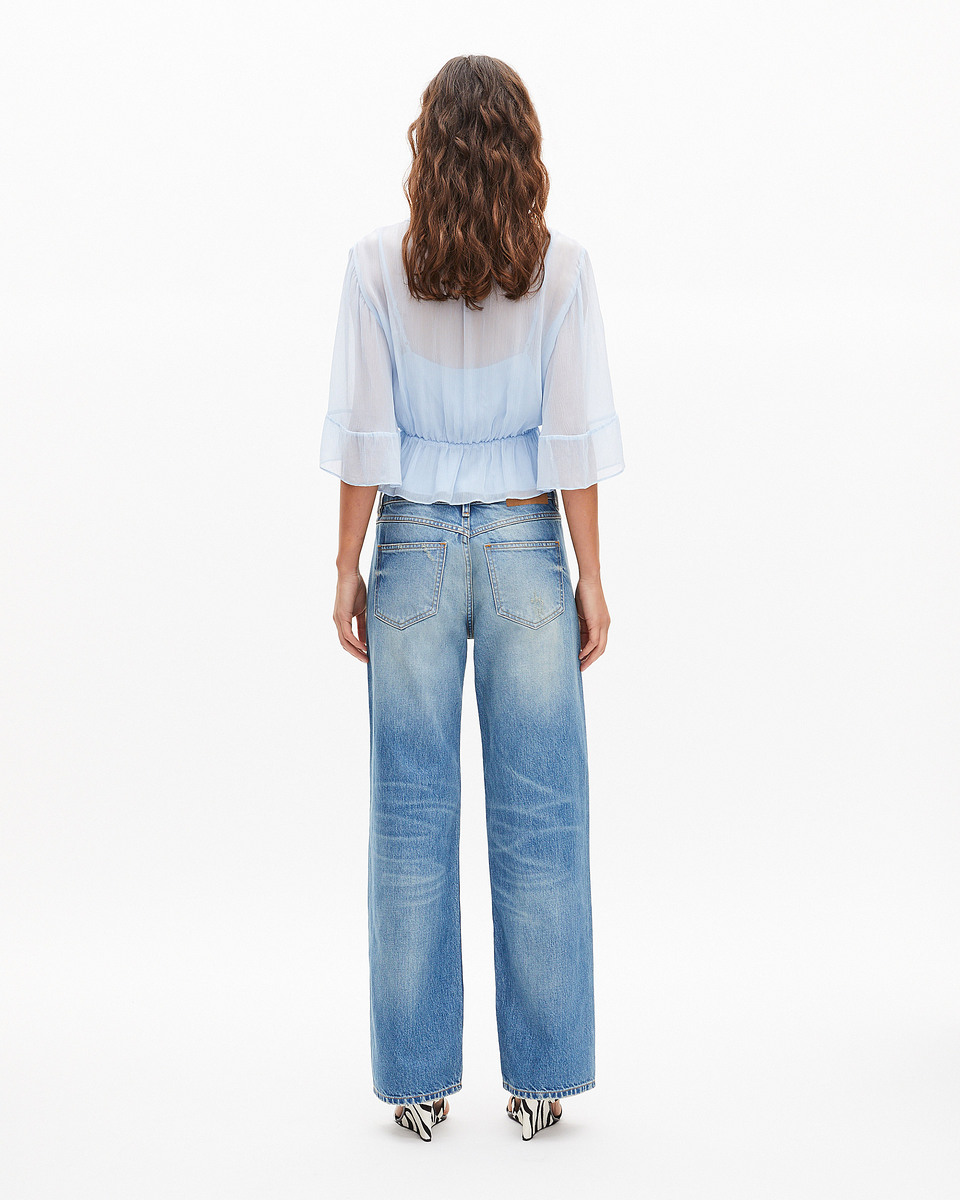 Blouse volantée bleue