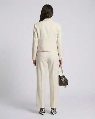 Pantalon large en lin et coton beige