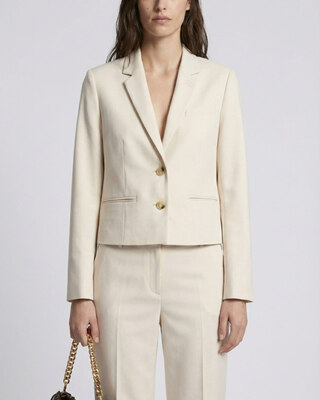 Veste de tailleur courte en lin et coton beige