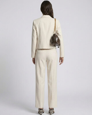 Veste de tailleur courte en lin et coton beige