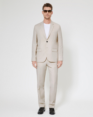 Veste de costume en coton lin beige