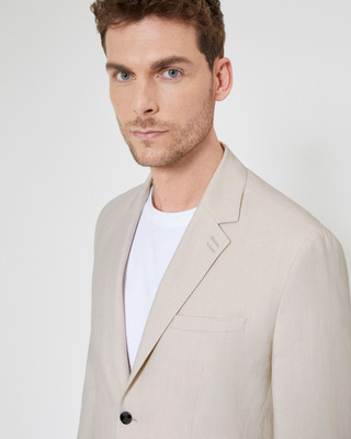 Veste de costume en coton lin beige