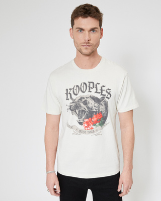 T-shirt avec sérigraphie Panthère beige