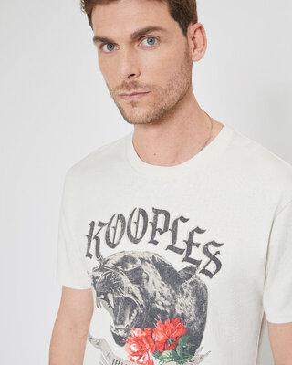 T-shirt avec sérigraphie Panthère beige
