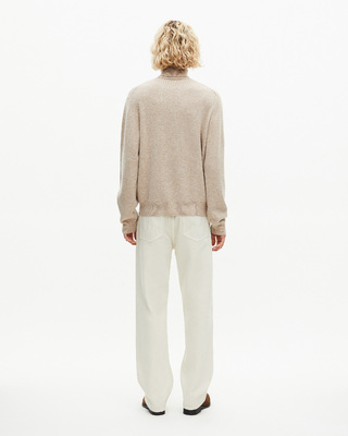 Pull col roulé en cachemire beige