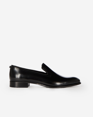 Mocassins en cuir brillant noirs