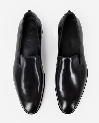 Mocassins en cuir brillant noirs