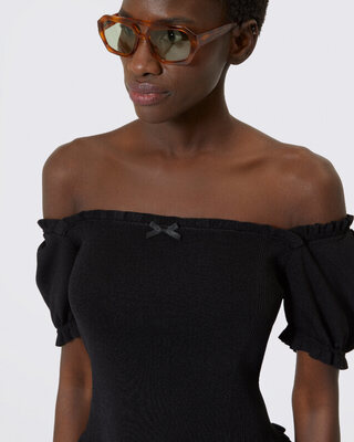 Top en maille smocké noir