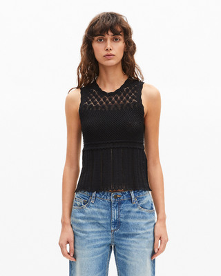Top en maille ajourée noir