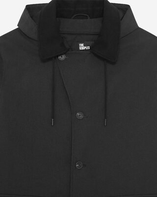 Parka &agrave; traitement d&eacute;perlant type trench &agrave; capuche noire