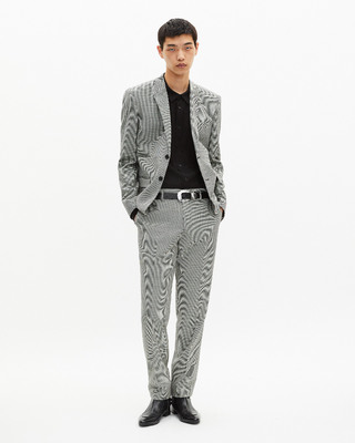 Veste de costume en pied de poule noir et blanc