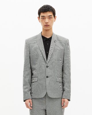 Veste de costume en pied de poule noir et blanc