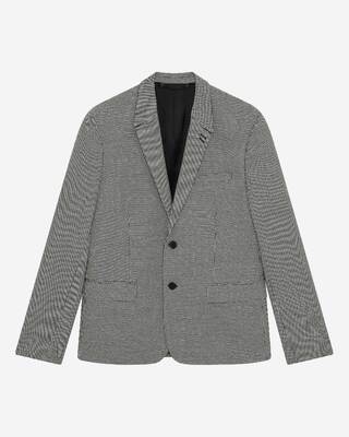 Veste de costume en pied de poule noir et blanc