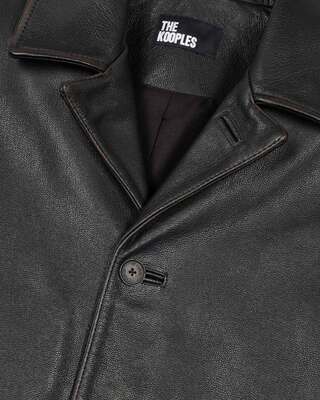Blouson en cuir col tailleur noir