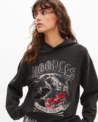 Sweatshirt à capuche avec sérigraphie noir